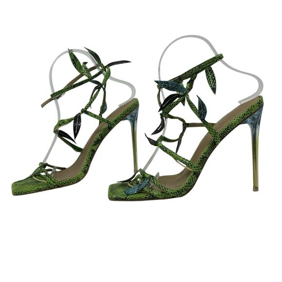 EGO green snake leaves heel strappy sandals size UK 6 - US 8 - Picture 2 of 12